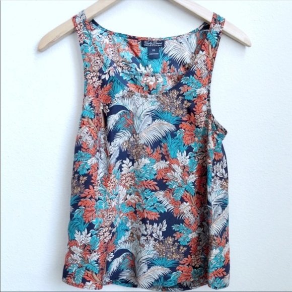💜 Lucky Brand 100% Silk Floral Tank Top Size XS - Picture 1 of 3